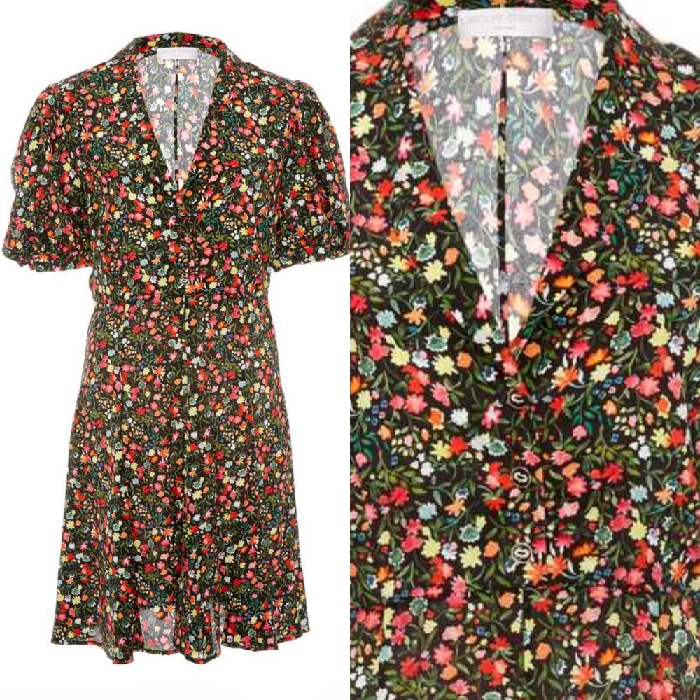 NWOT Caroline Constas black floral mini dress